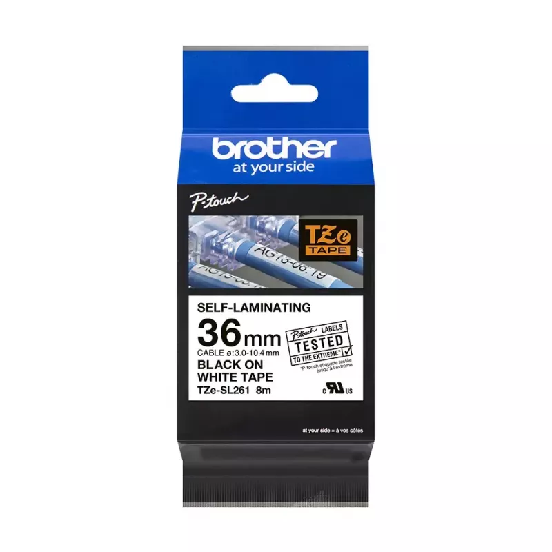 Brother TZE-SL261 labelband zwart op wit