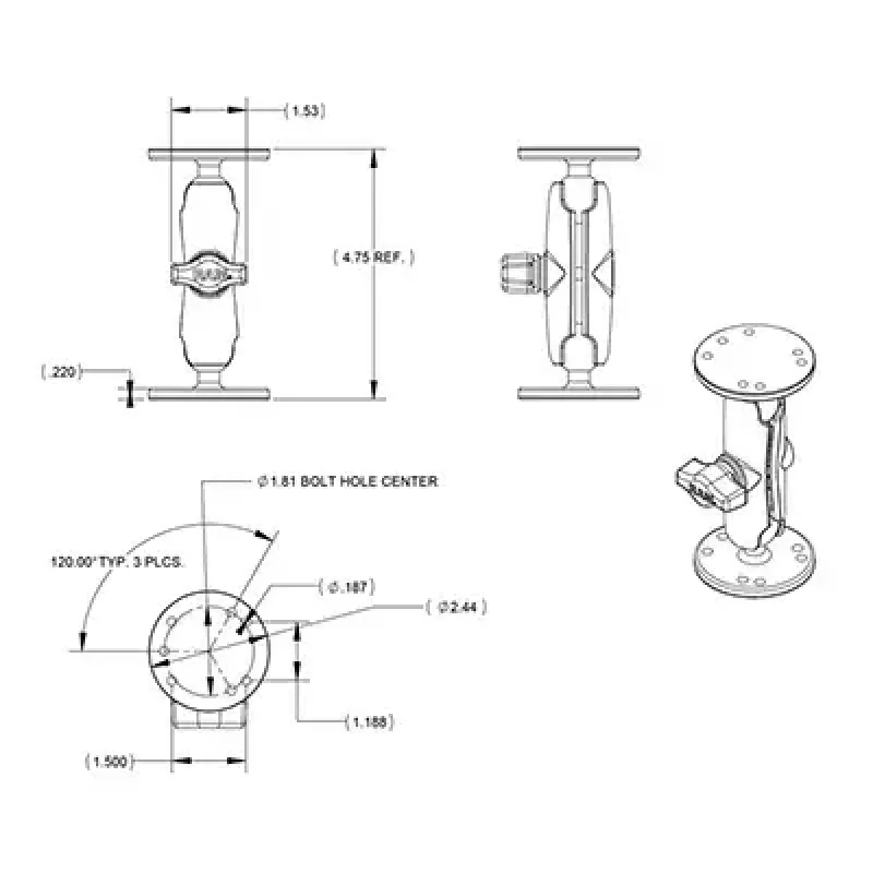 Universele dubbelkogelhouder RAM Mounts RAM-B-101U