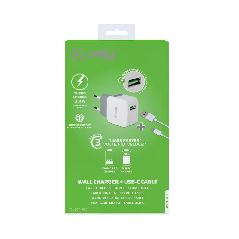 Celly TCUSBTYPEC oplader voor mobiele apparaten universeel wit USB binnen