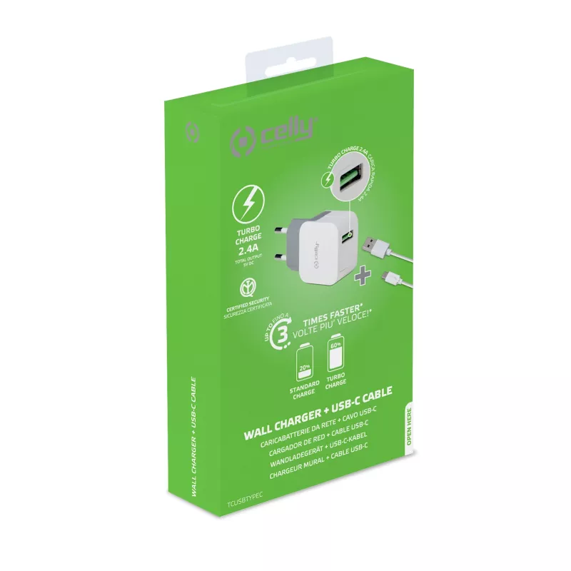 Celly TCUSBTYPEC oplader voor mobiele apparaten universeel wit USB binnen