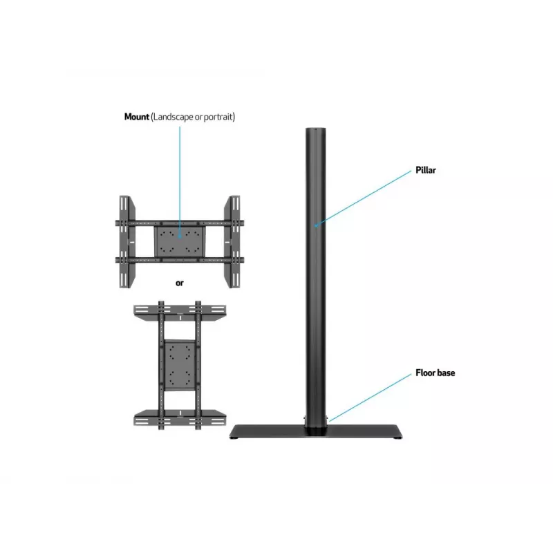 Displaystandaard Multibrackets M 180 Single zwart met bodemplaat