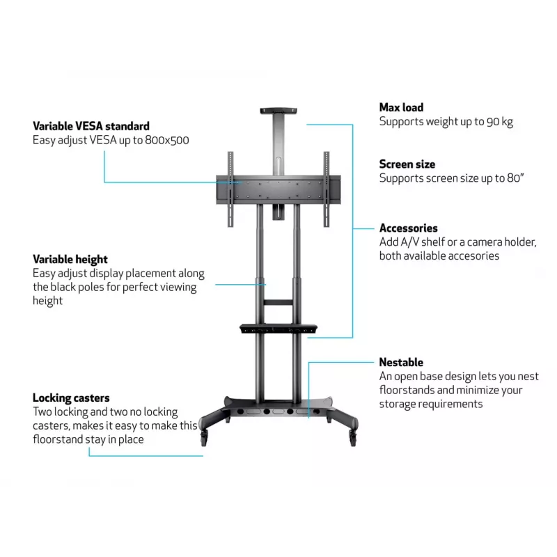 Multibrackets M Public Floorstand Basic 180 incl. plank & camerabeugel