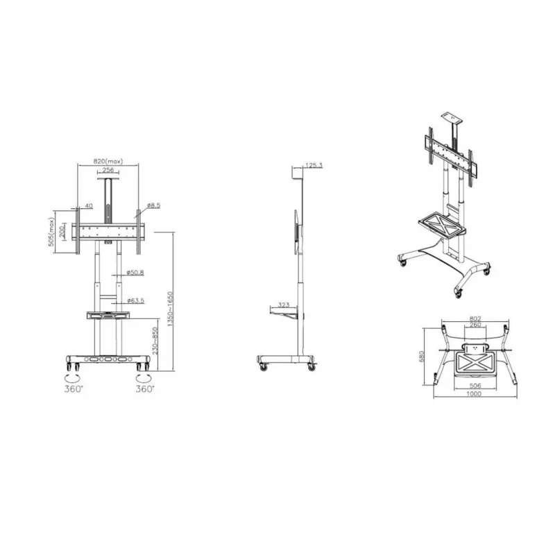 Multibrackets M Public Floorstand Basic 180 incl. plank & camerabeugel