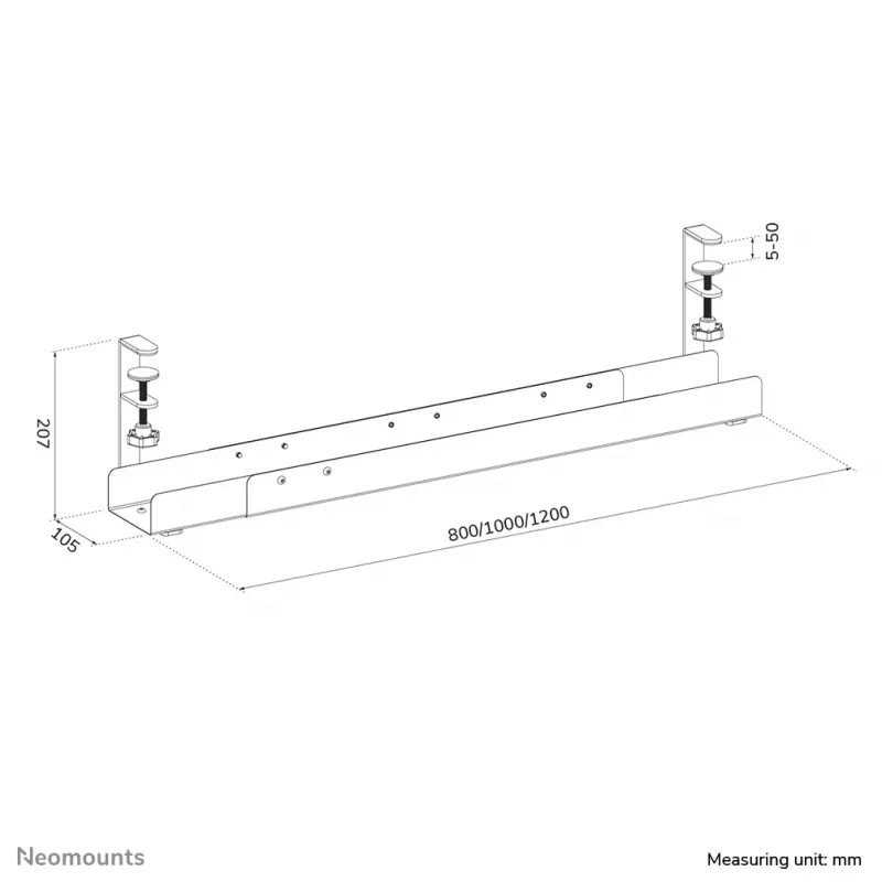 Kabelgoot Neomounts ADS07-120BL klembare universele, 120 mm breedte, zwart