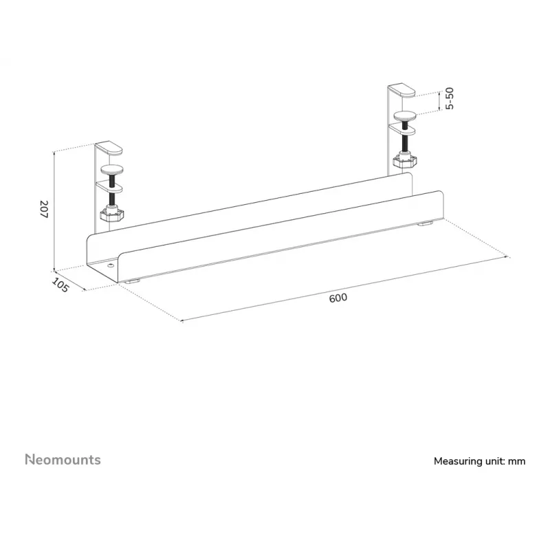 Kabelgoot Neomounts ADS07-121WH klemdesign, universele montage, wit