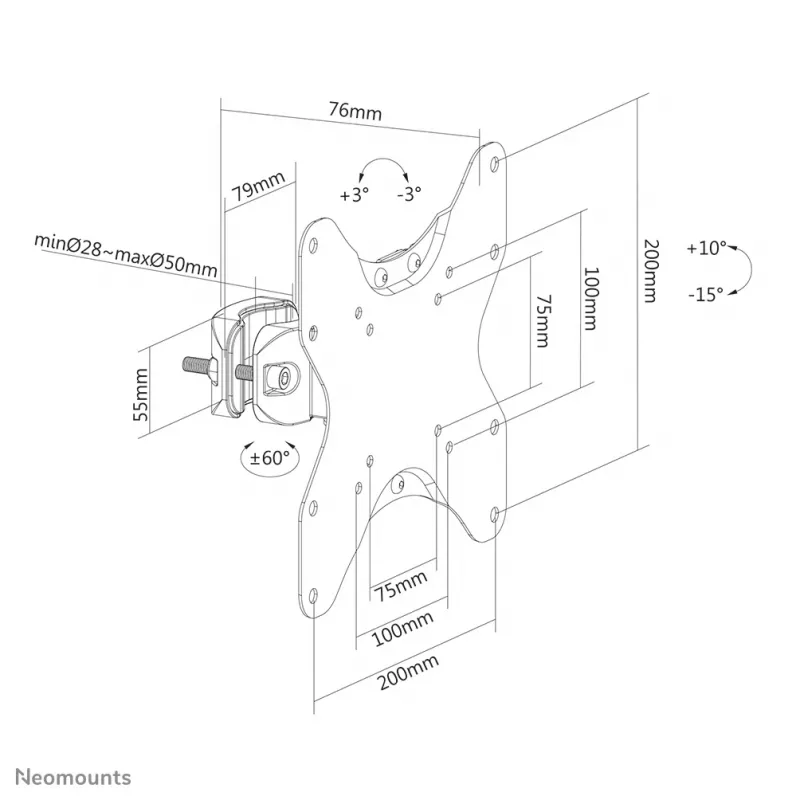 TV-mastmontagebeugel Neomounts FL40-430BL12 max. gewicht 25 kg 23-42 inch