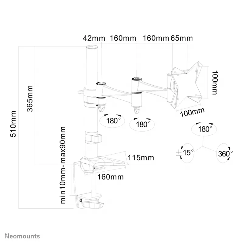 Neomounts FPMA-D1330SILVER monitorarm 10-30 inch