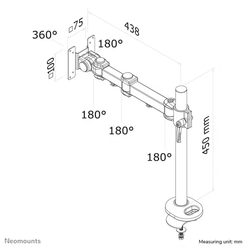 Neomounts FPMA-D960G monitorarm 10-30 inch