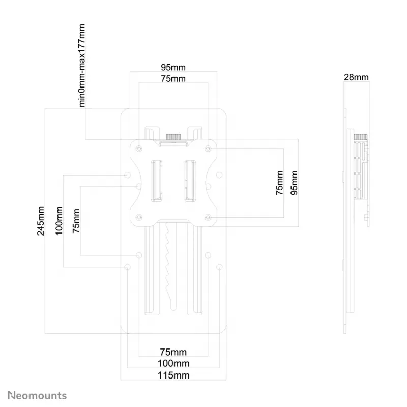 Neomounts FPMA-LIFT100Zwart in hoogte verstelbare VESA-adapter - universeel