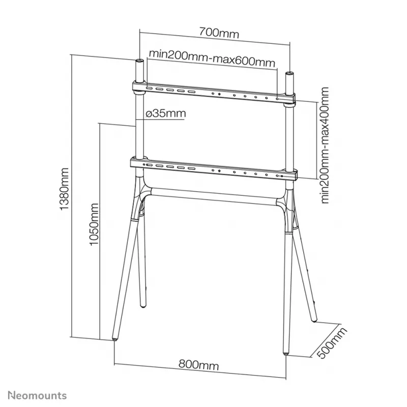 Neomounts NM-M1000WHITE tv-vloerstandaard 37-70 inch