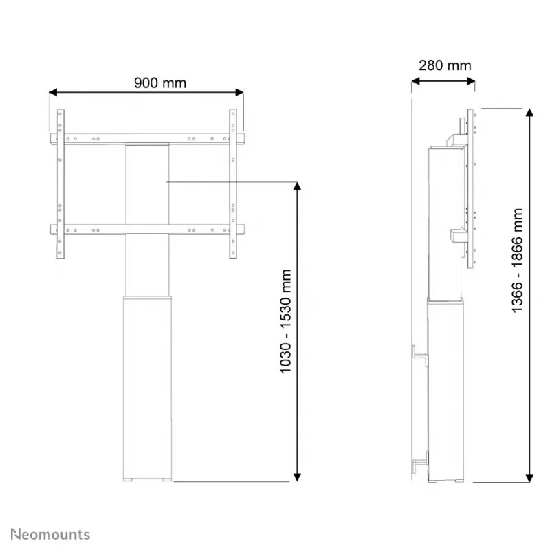 Neomounts PLASMA-W2250SILVER tv-voet 42-100 inch - wandmontage - gemotoriseerd