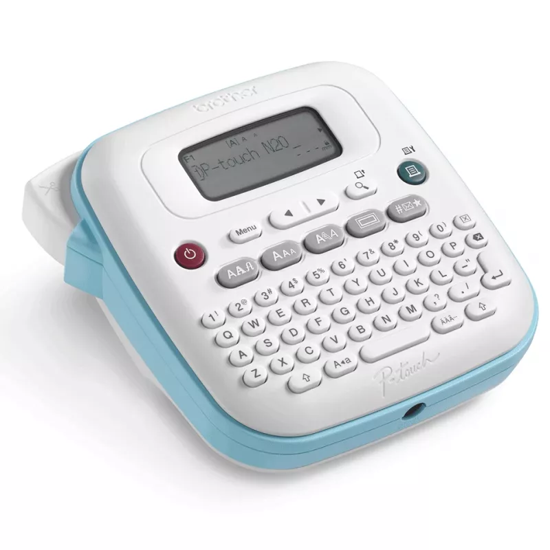 Labelprinter Brother PT-N20 – thermotransfer, 180×180 DPI, max. breedte 12 mm, printsnelheid 12 mm/s, lcd, wit/blauw