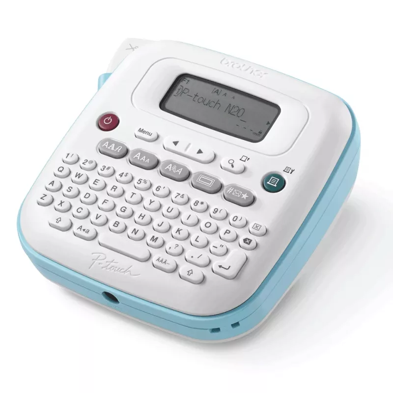 Labelprinter Brother PT-N20 – thermotransfer, 180×180 DPI, max. breedte 12 mm, printsnelheid 12 mm/s, lcd, wit/blauw