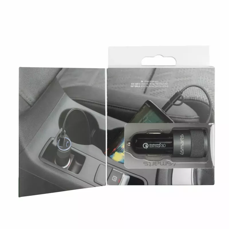 Oplader voor mobiel apparaat 4smarts 464448 universeel zwart sigarettenaansteker auto