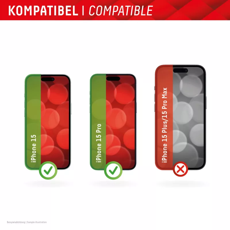 Displex Full Cover displayschermglas (10H) voor Apple iPhone 15/15 Pro, Eco montageframe, Full Cover
