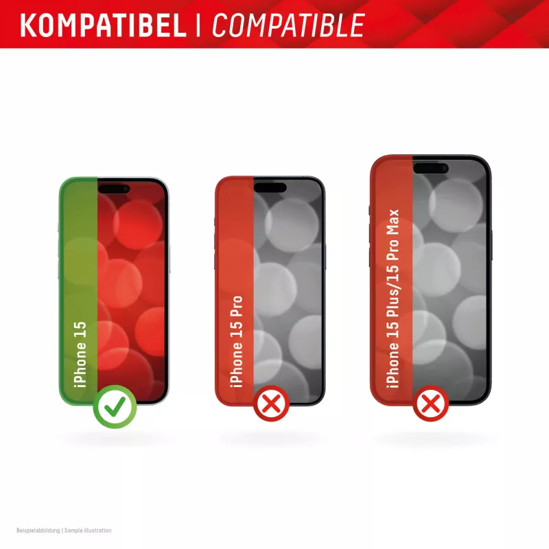 Displex displayscherm + hoesje voor Apple iPhone 15, Eco montageframe, krasvast