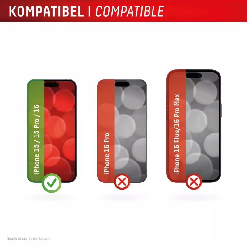 Displex beeldschermbeschermfolie (10H) voor Apple iPhone 15/15 Pro/16, Eco montageframe, krasvast