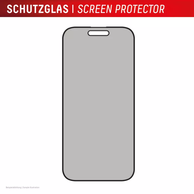 Displex privacy beeldschermbeschermfolie (10H) voor Apple iPhone 16, Eco montageframe, kijkhoekfilter