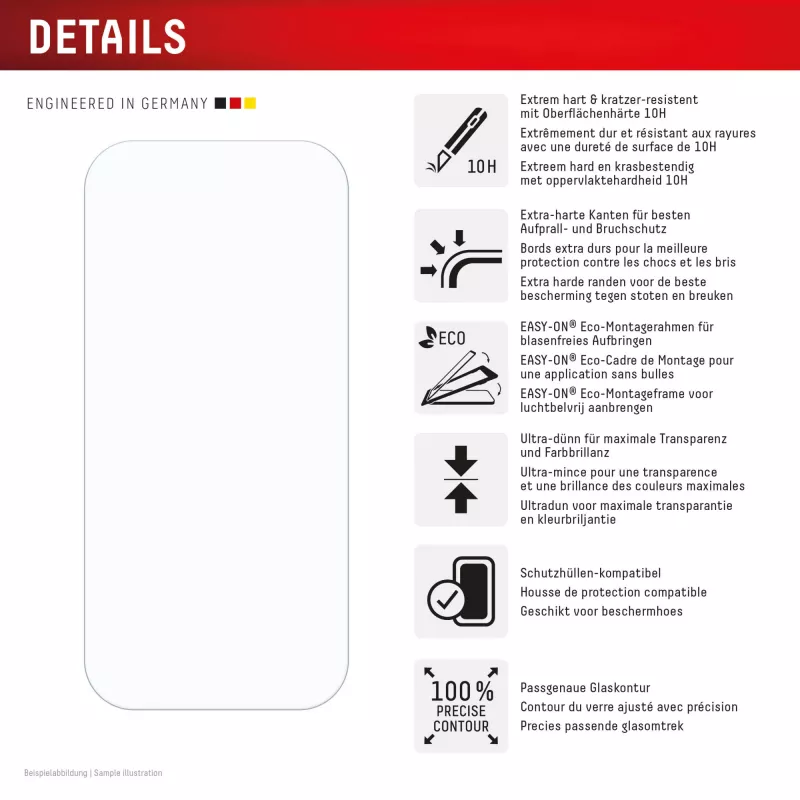 Displex beeldschermbescherming (10H) voor Apple iPhone 16 Pro, Eco montageframe, krasvast