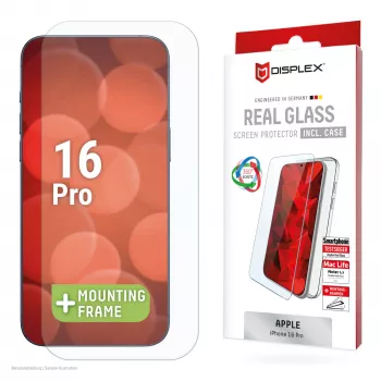 Displex beeldschermbescherming + hoesje voor Apple iPhone 16 Pro, Eco montageframe, krasvast