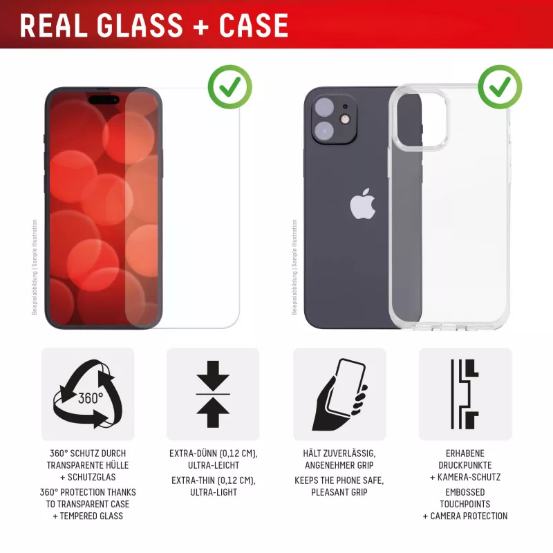 Displex beeldschermbescherming + hoesje voor Apple iPhone 16 Pro, Eco montageframe, krasvast