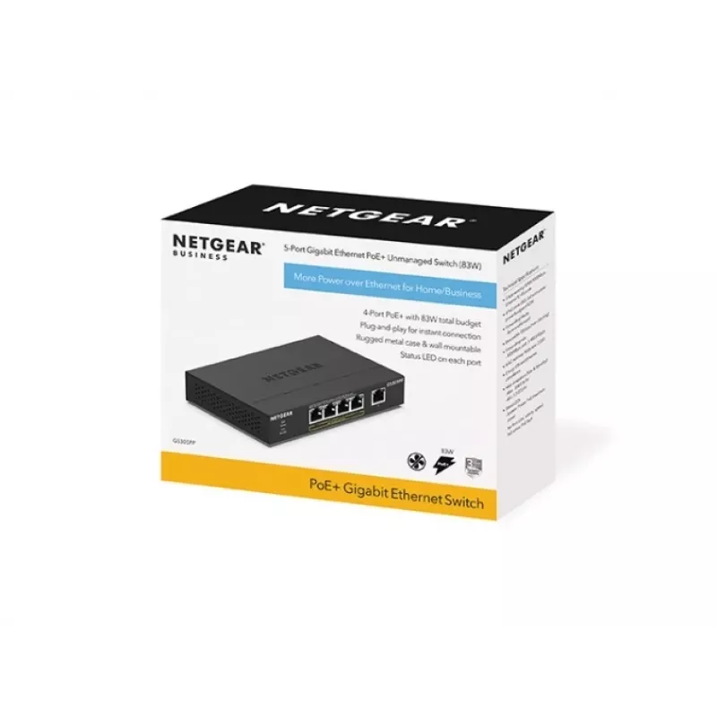 NETGEAR GS305PP Unmanaged Gigabit Ethernet (10/100/1000) Power over Ethernet (PoE) zwart