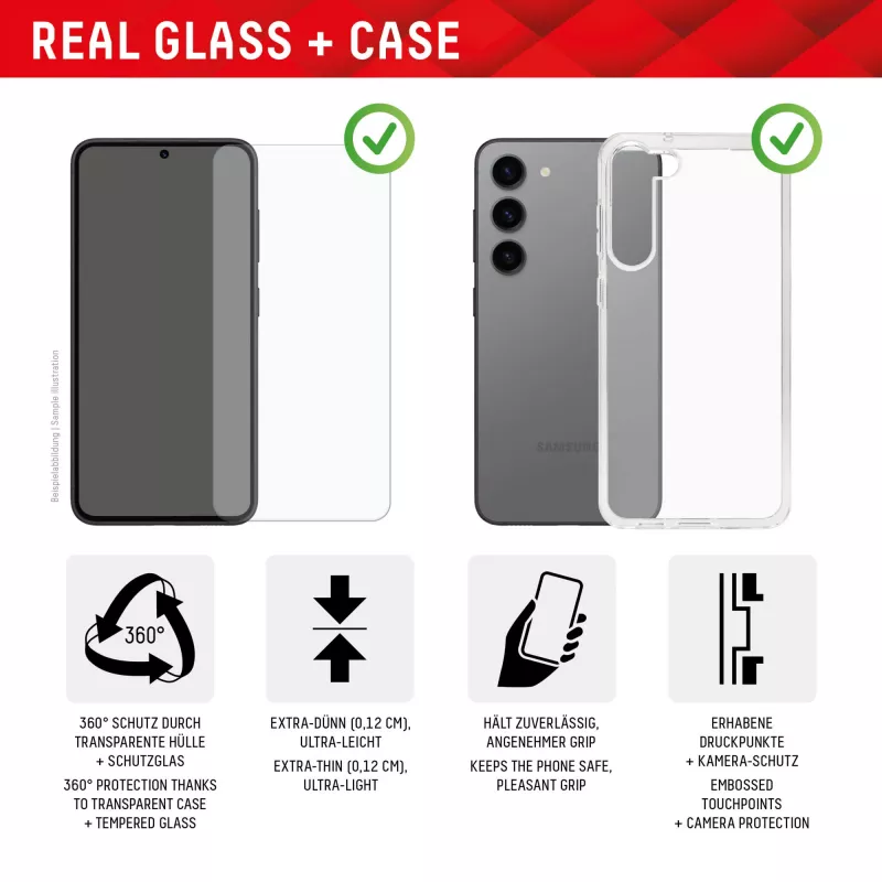 Displex beeldschermbeschermfolie + hoesje voor Samsung Galaxy A55 5G, Eco montageframe, krasvast