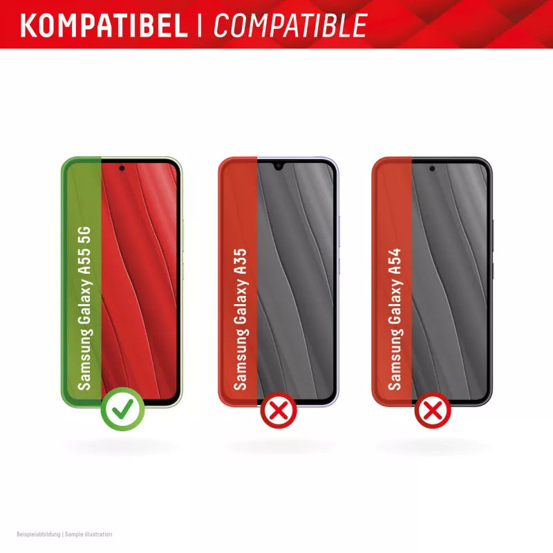 Displex beeldschermbeschermfolie + hoesje voor Samsung Galaxy A55 5G, Eco montageframe, krasvast