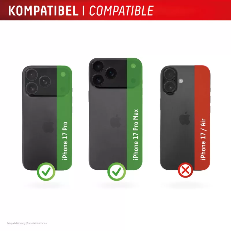 Displex Premium camera-objectiefglas, iPhone 17 Pro/17 Pro Max glas, 10H, enkelvoudige ringen, DLC, transparant, Quick Mount