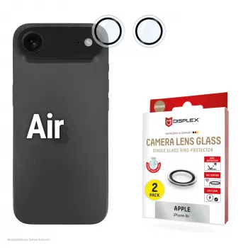 Displex Premium camera-lensglas, iPhone Air glas, 10H, enkelvoudige ringen, DLC, transparant, Quick Mount