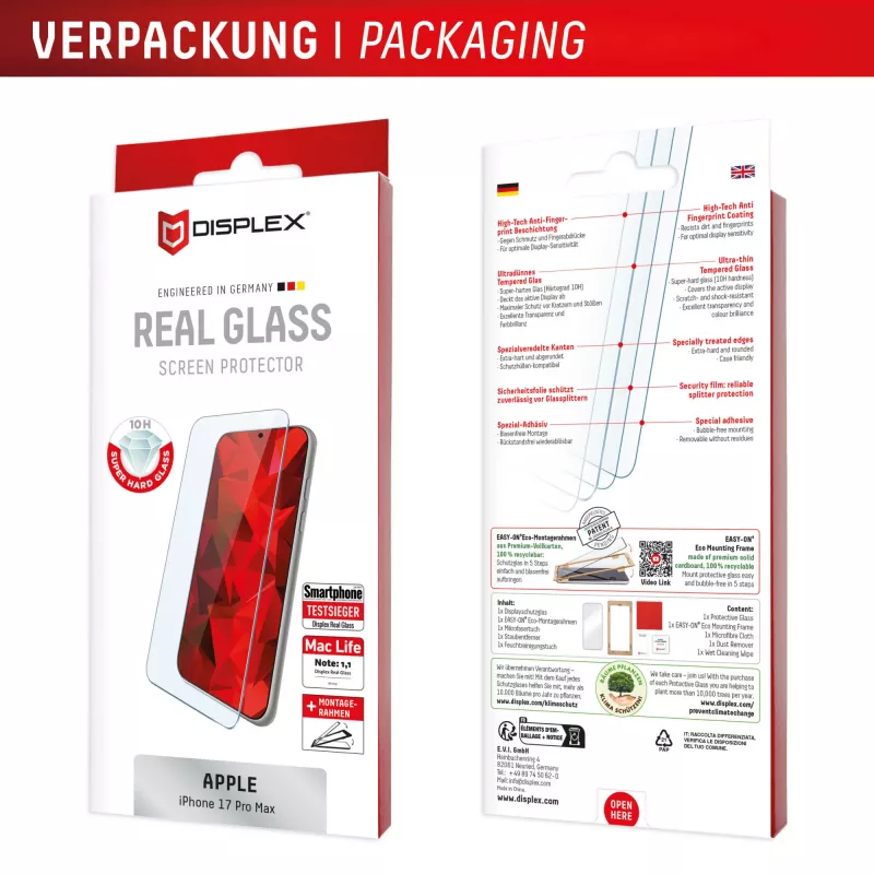 Displex Real Glass beschermglas voor Apple iPhone 17 Pro Max, 02157