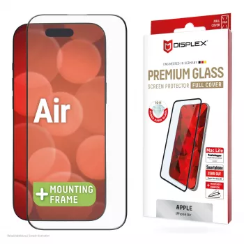 Displex Premium beschermfolie (volledige afdekking, 10H) voor Apple iPhone Air, Eco montageframe, volledige afdekking