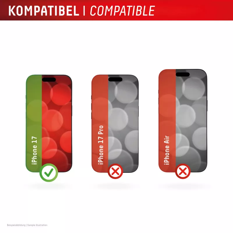 Displex displaybeschermfolie + hoesje voor Apple iPhone 17, Eco montageframe, krasvast