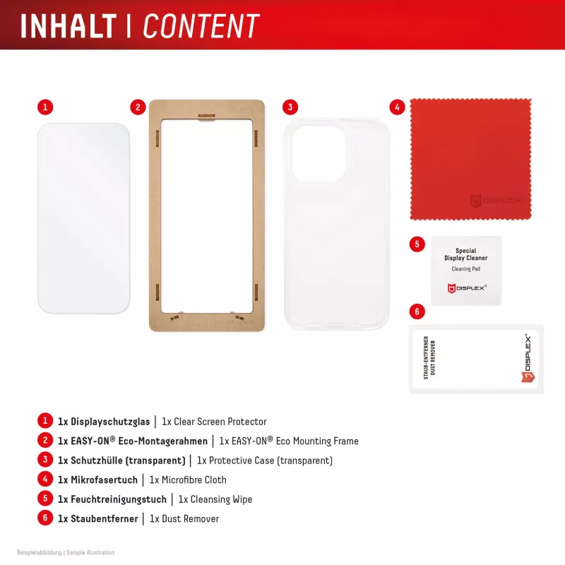 Displex displaybeschermfolie + hoesje voor Apple iPhone 17, Eco montageframe, krasvast