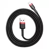 USB-A-naar-Lightning-kabel Baseus CALKLF-C19 2 m – aluminium behuizing, 1,5 A, zwart/rood