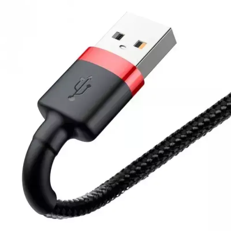 USB-A-naar-Lightning-kabel Baseus CALKLF-C19 2 m – aluminium behuizing, 1,5 A, zwart/rood