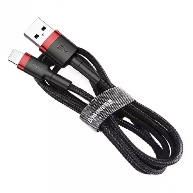 USB-A-naar-Lightning-kabel Baseus CALKLF-C19 2 m – aluminium behuizing, 1,5 A, zwart/rood