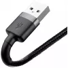 USB-A-naar-Lightning-kabel Baseus Cafule (CALKLF-CG1) – nylon gevlochten, QC3.0 1,5 A, 2 m, grijs/zwart