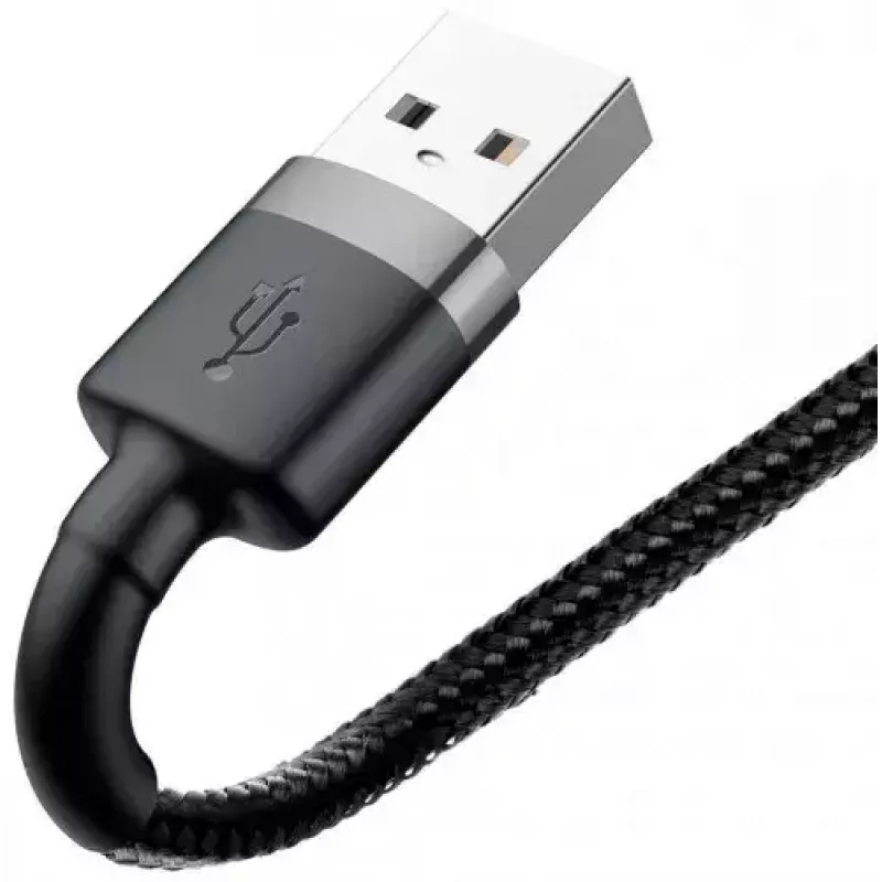 USB-A-naar-Lightning-kabel Baseus Cafule (CALKLF-CG1) – nylon gevlochten, QC3.0 1,5 A, 2 m, grijs/zwart