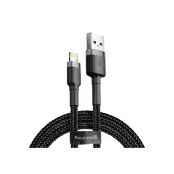 USB-A-naar-Lightning-kabel Baseus Cafule (CALKLF-CG1) – nylon gevlochten, QC3.0 1,5 A, 2 m, grijs/zwart