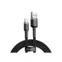 USB-A-naar-Lightning-kabel Baseus Cafule (CALKLF-CG1) – nylon gevlochten, QC3.0 1,5 A, 2 m, grijs/zwart