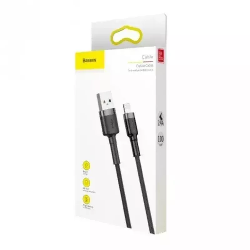 Baseus Cafule CALKLF-AG1 USB-A-naar-Lightning-kabel, 2,4 A, 0,5 m, zwart/grijs