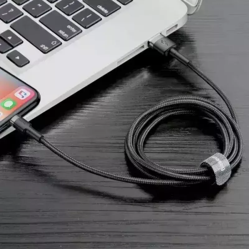 Baseus Cafule CALKLF-AG1 USB-A-naar-Lightning-kabel, 2,4 A, 0,5 m, zwart/grijs