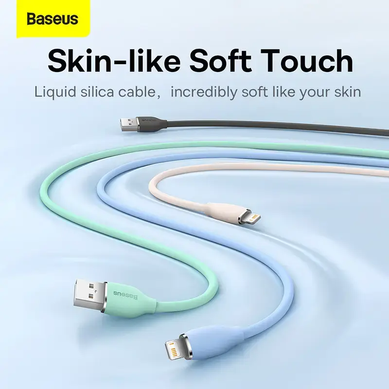 USB 2.0 datakabel Baseus Jelly Lightning naar USB-A 1,2 m, zwart