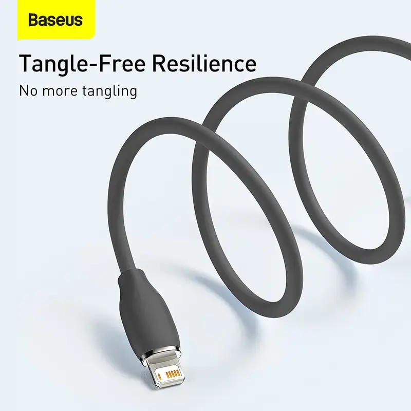 USB 2.0 datakabel Baseus Jelly Lightning naar USB-A 1,2 m, zwart