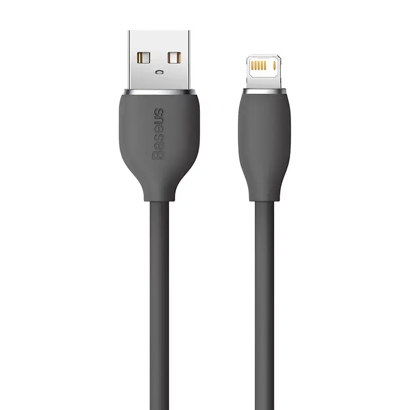 USB 2.0 datakabel Baseus Jelly Lightning naar USB-A 1,2 m, zwart