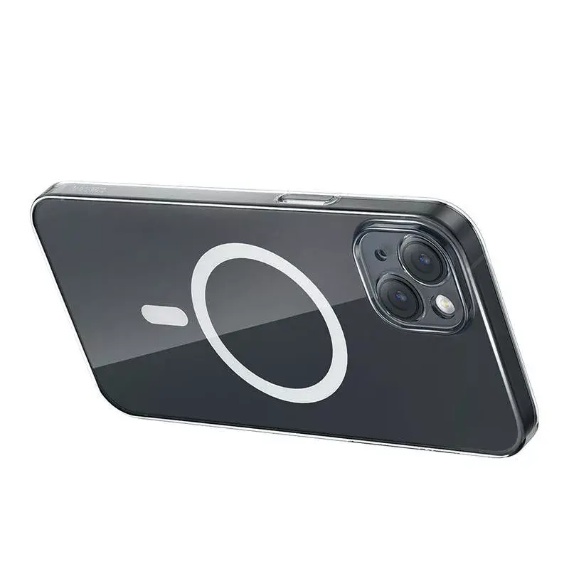 Baseus Magnetic Crystal Clear telefoonhoes voor iPhone 13, transparant, met gehard glas screenprotector