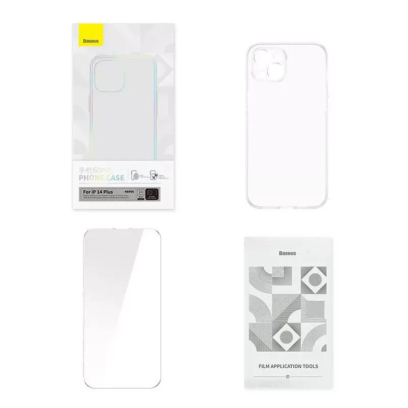Beschermhoes transparant met gehard glas van Baseus voor iPhone 14 Plus (P60112202201-02)