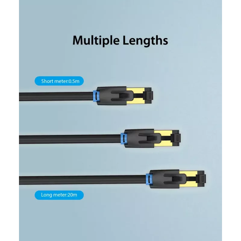 Ethernet-patchkabel Vention Cat.8 S/FTP 1 m zwart RJ-45 goud gecoat