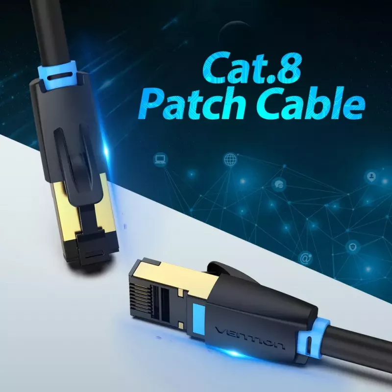 Netwerkkabel Vention Cat.8 SFTP patchkabel RJ-45 8m zwart